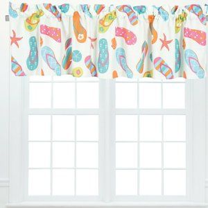 HIGHLAND DUNES Flip Flop Life Cotto 72" Valance Coastal Beach Print NEW NWT